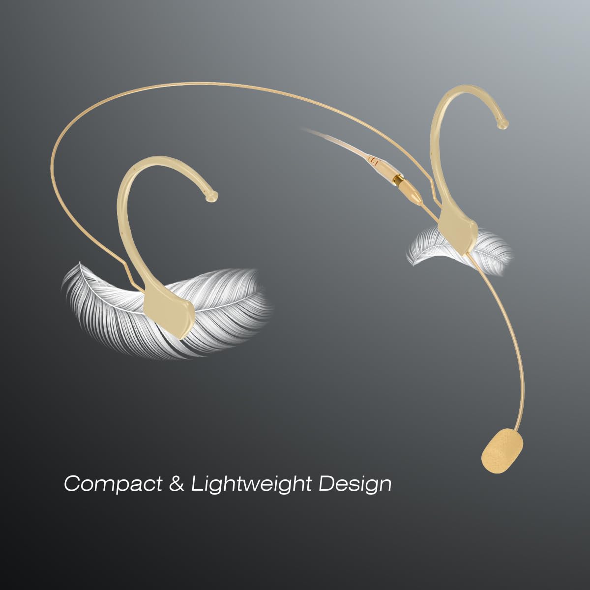 Professional Over-Ear Headset Microphone - KIMAFUN Condenser Earset with Hanging Mic, Compatible with AKG Wireless System & Bodypack Transmitter - Beige D3 - Perfect for Performances, Theater, Lectures, Public Speaking & Live Events