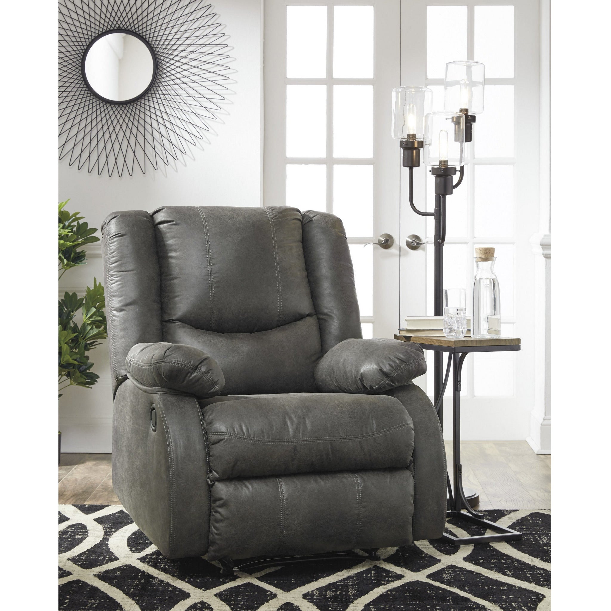 Bladewood Zero Wall Recliner - Power Lift Reclining Chair with Massage & Heat for Elderly, Living Room, Home Theater (Modern Grey Fabric) - Perfect for Relaxing, Watching TV & Napping