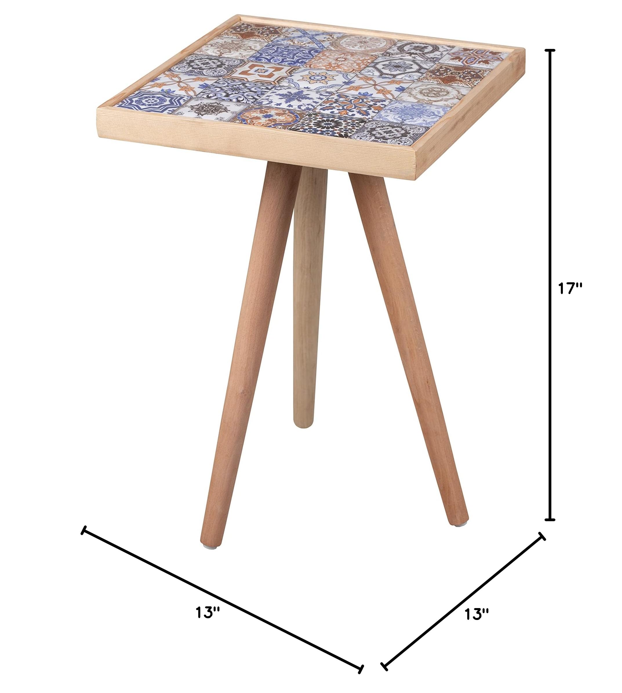 Comfyt Solid Wood Nesting Table Set - Coffee Table, End Table, Nightstand, Bedside Table with Mexican Tile Design for Living Room, Bedroom & Office Decor | Home Essentials & Accent Furniture