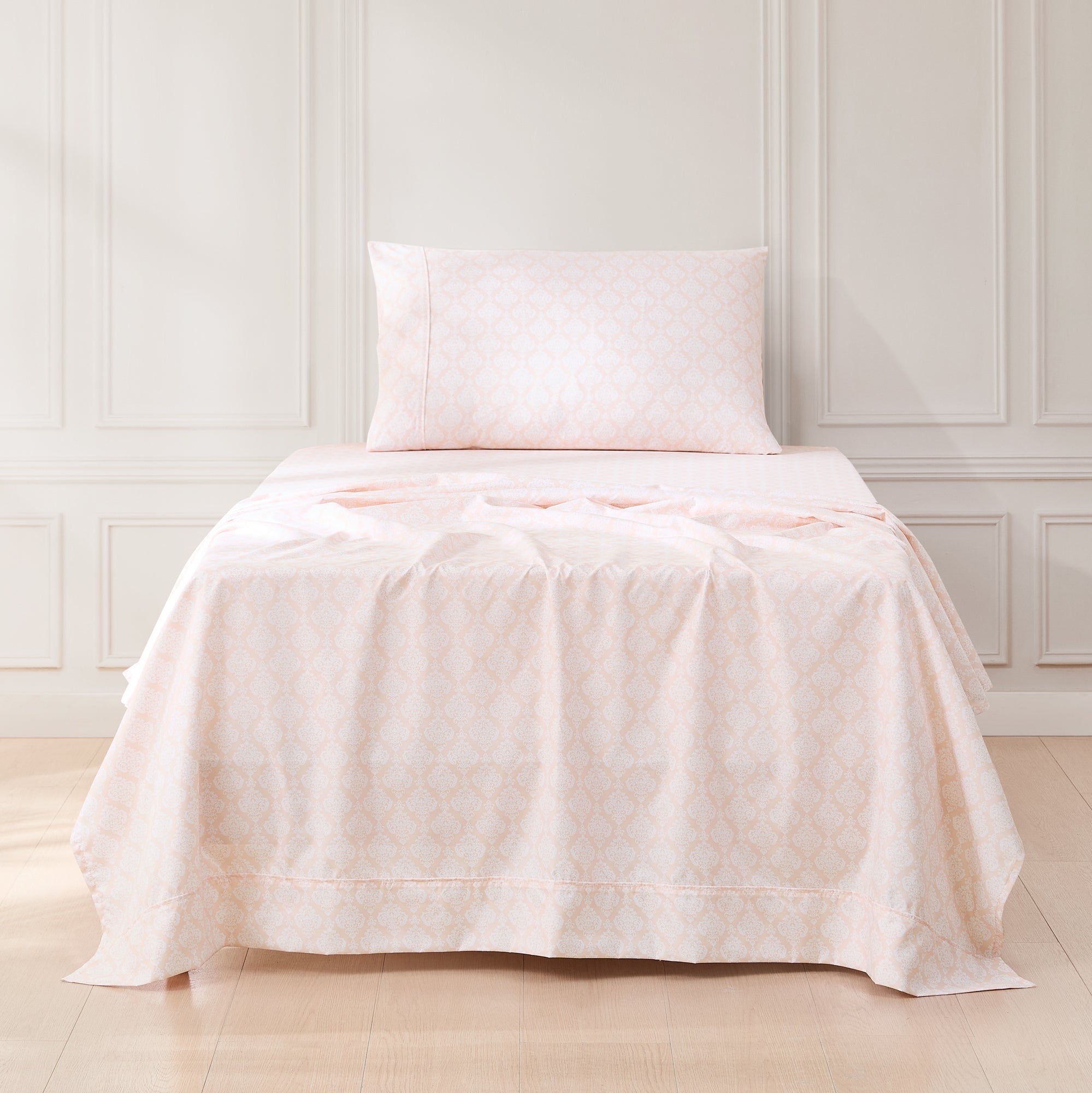 Luxury Romer Damask Sheet Set - 100% Cotton, King Size, Wrinkle-Free - Perfect for Master Bedroom, Guest Room & Hotel Use