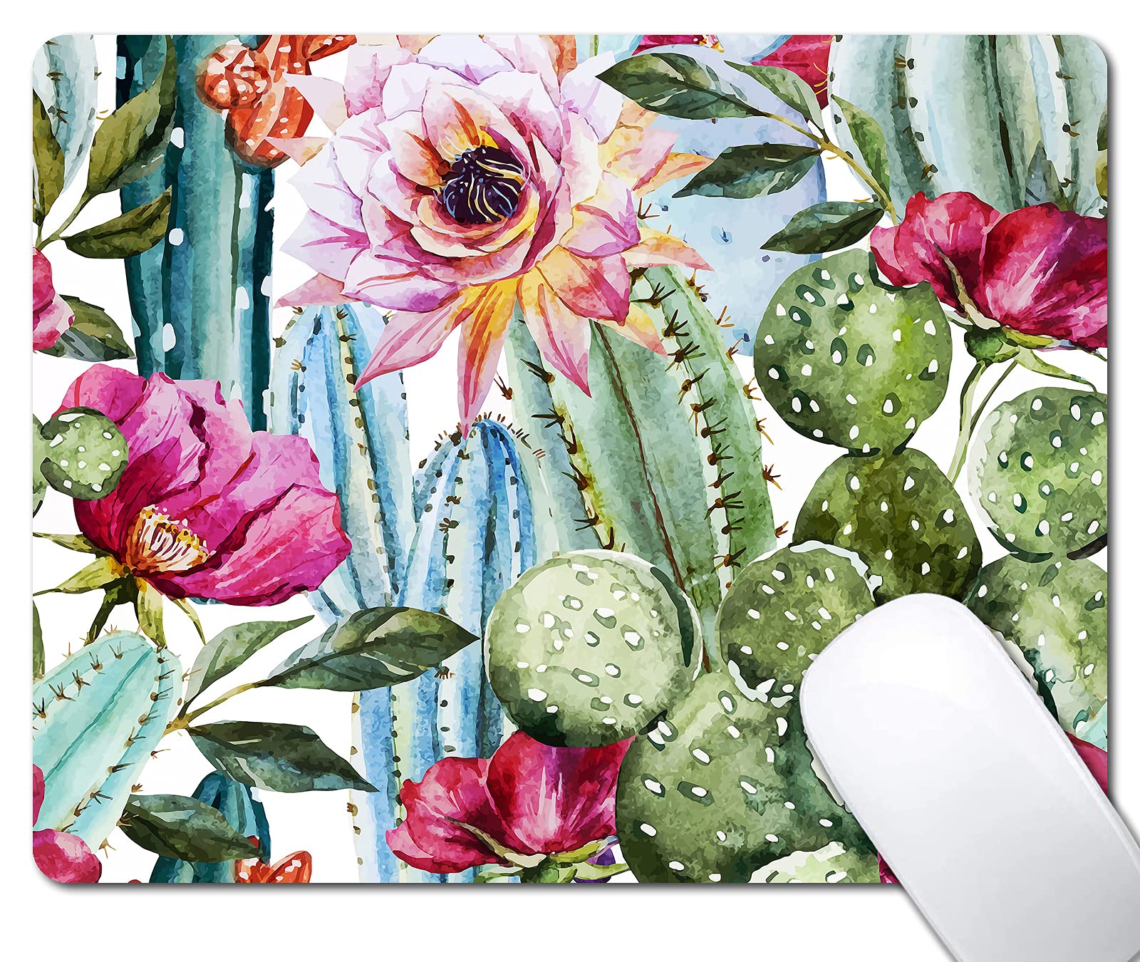 Cactus Painting Mouse Pad - Natural Floral Computer Mousepad with Anti-Slip Rubber Base for Laptop & PC | Perfect for Office, Gaming & Home Workspace Decor