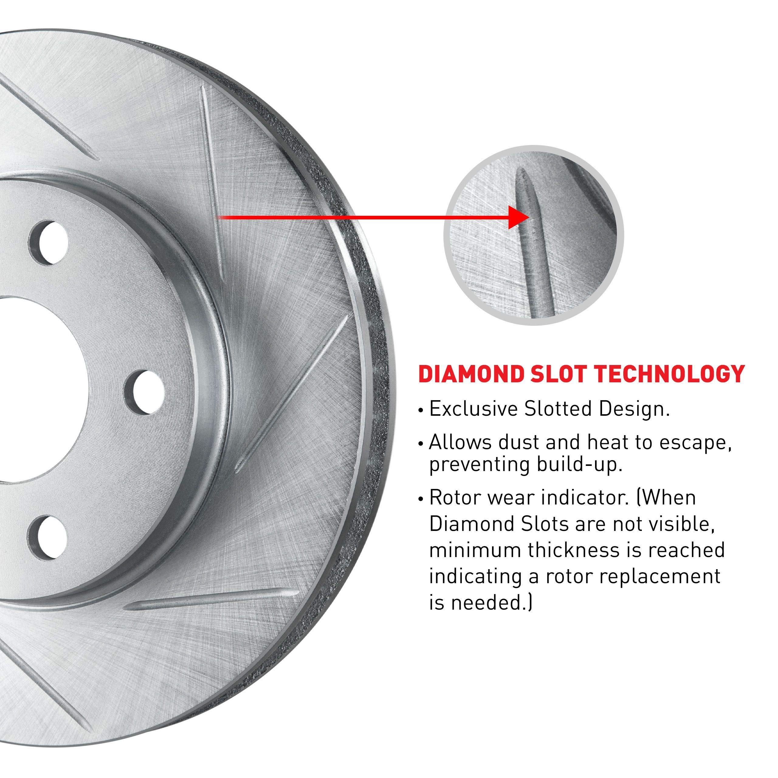 1992-1994 Ford E-250 Econoline & E-350 Club Wagon Front Silver Zinc Diamond Slotted Brake Rotors - High Performance Braking for Trucks & Vans - Perfect for Towing, Hauling & Heavy-Duty Use