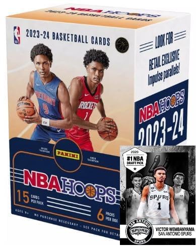 2023-24 Panini NBA HOOPS Basketball Box - 90 Cards + Wemby Card for Collectors & Fans