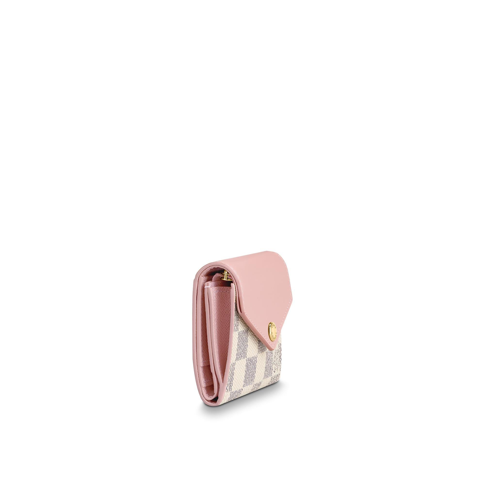 Authentic Louis Vuitton Zoé Wallet in Damier Azur Canvas - Eau de Rose Pink | Luxury Compact Wallet for Women | Perfect for Everyday Use, Travel & Gifting