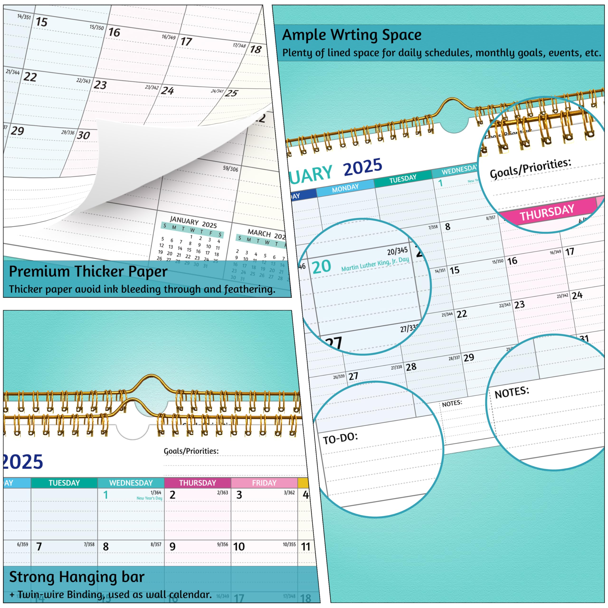 2025-2026 Wall Calendar | 2 Year Monthly Planner Jan 2025-Dec 2026 | 11