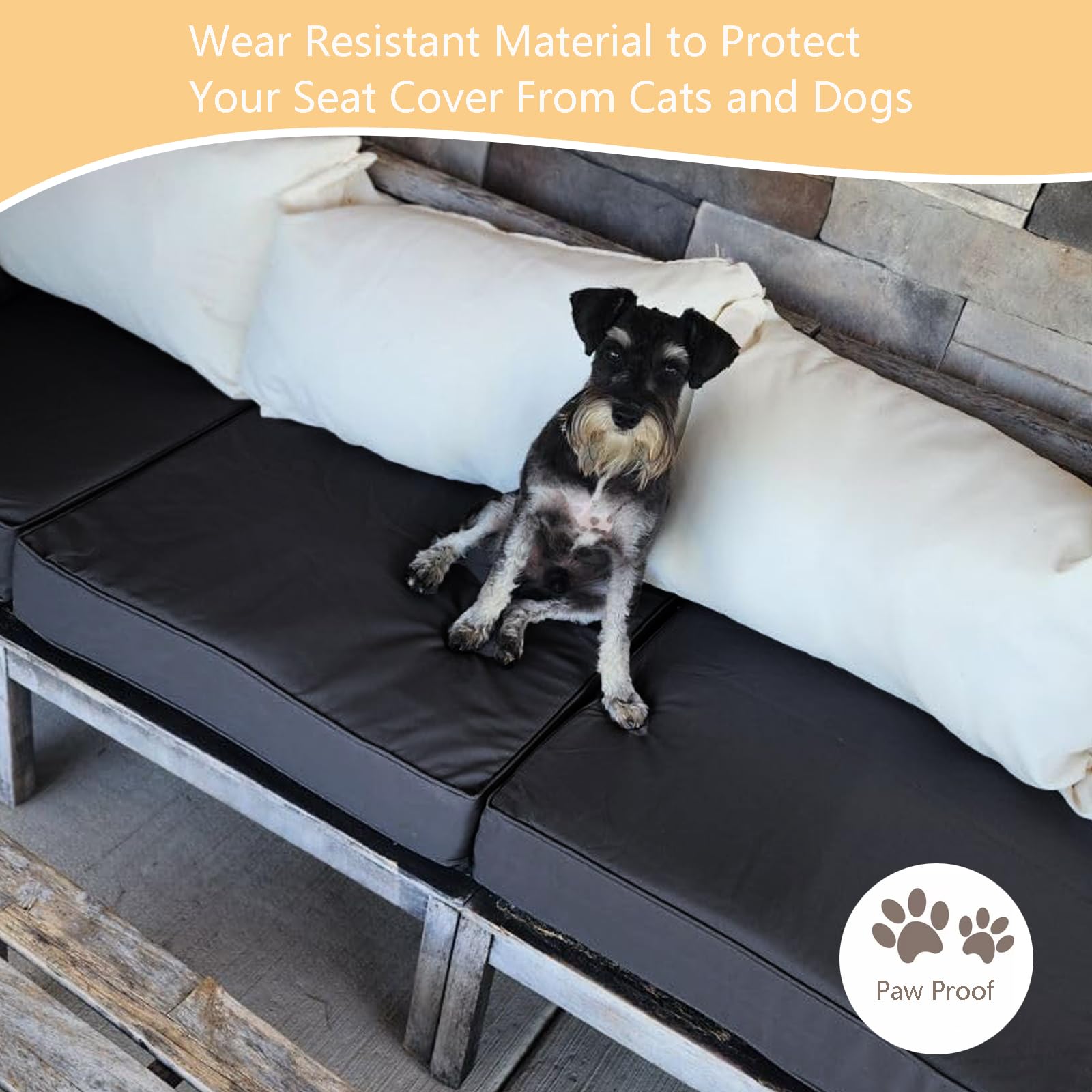 Oslimea 24x24x4 Inch Waterproof Outdoor Patio Cushion Covers - 4 Pack Washable Furniture Slipcovers for Sofa, Chair & Couch - Indoor & Outdoor Use - Black | Perfect for Backyard, Deck, Poolside & Patio Furniture Protection
