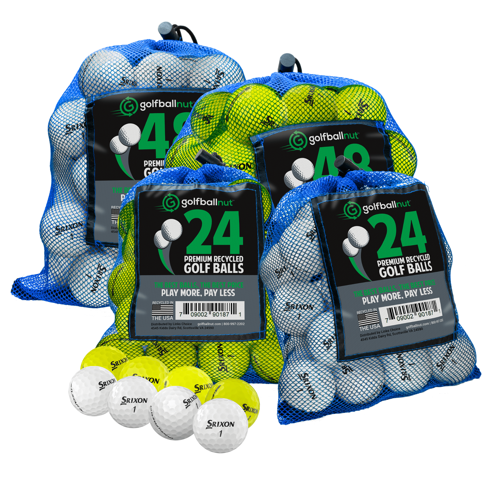Premium Used Srixon Q-Star Mixed Golf Balls - 50 Pack Bulk Mesh Bags for Practice & Training | High Performance Recycled Golf Balls for Driving Range, Backyard Practice & Casual Play