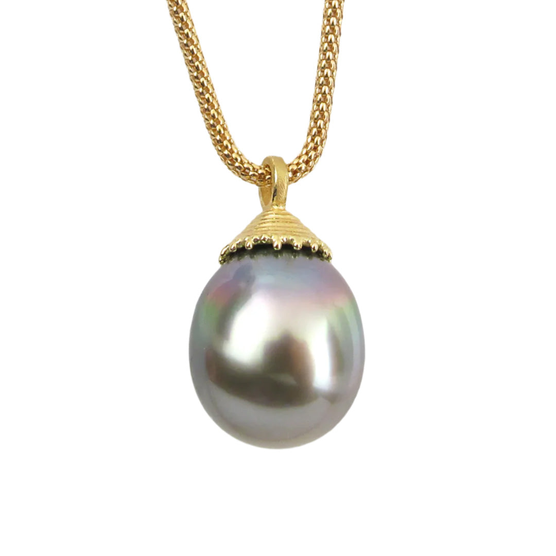 Exquisite Tahitian Pearl Drop Pendant Necklace - 18K Gold Plated Elegant Jewelry for Women - Perfect for Weddings, Anniversaries & Special Occasions