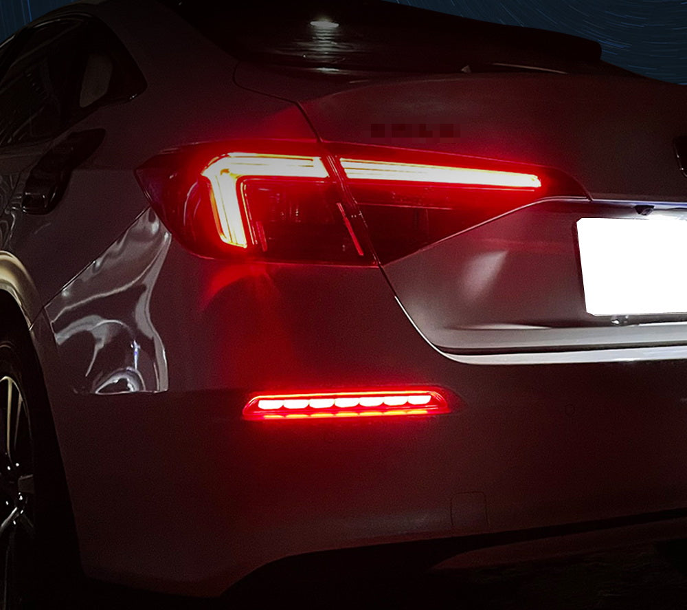 2022+ Honda Civic Dark Smoke LED Bumper Reflector Lights with Sequential Blink - Upgrade Your Car's Style & Safety for Night Driving & Custom Look