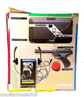 Action Max Game System Complete in Box with Sealed Sonic Fury Game Cartridge - Classic 80s Light Gun Video Game Console for Retro Gaming Enthusiasts - Perfect for Home Entertainment and Collector's Display