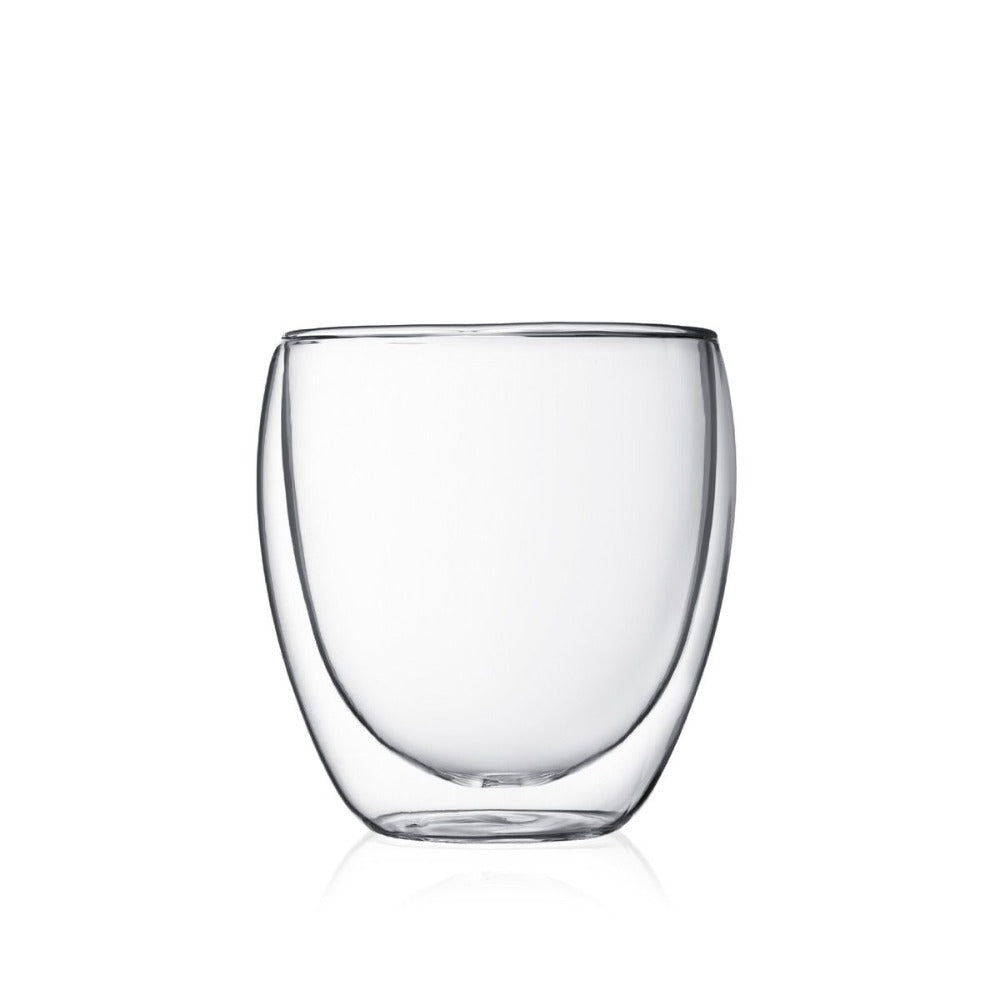 Bodum Pavina Double Wall Glass Cappuccino Cups - Set of 2, 8oz Heat-Resistant Espresso Mugs for Coffee, Tea & Latte - Perfect for Home, Office & Cafe Use