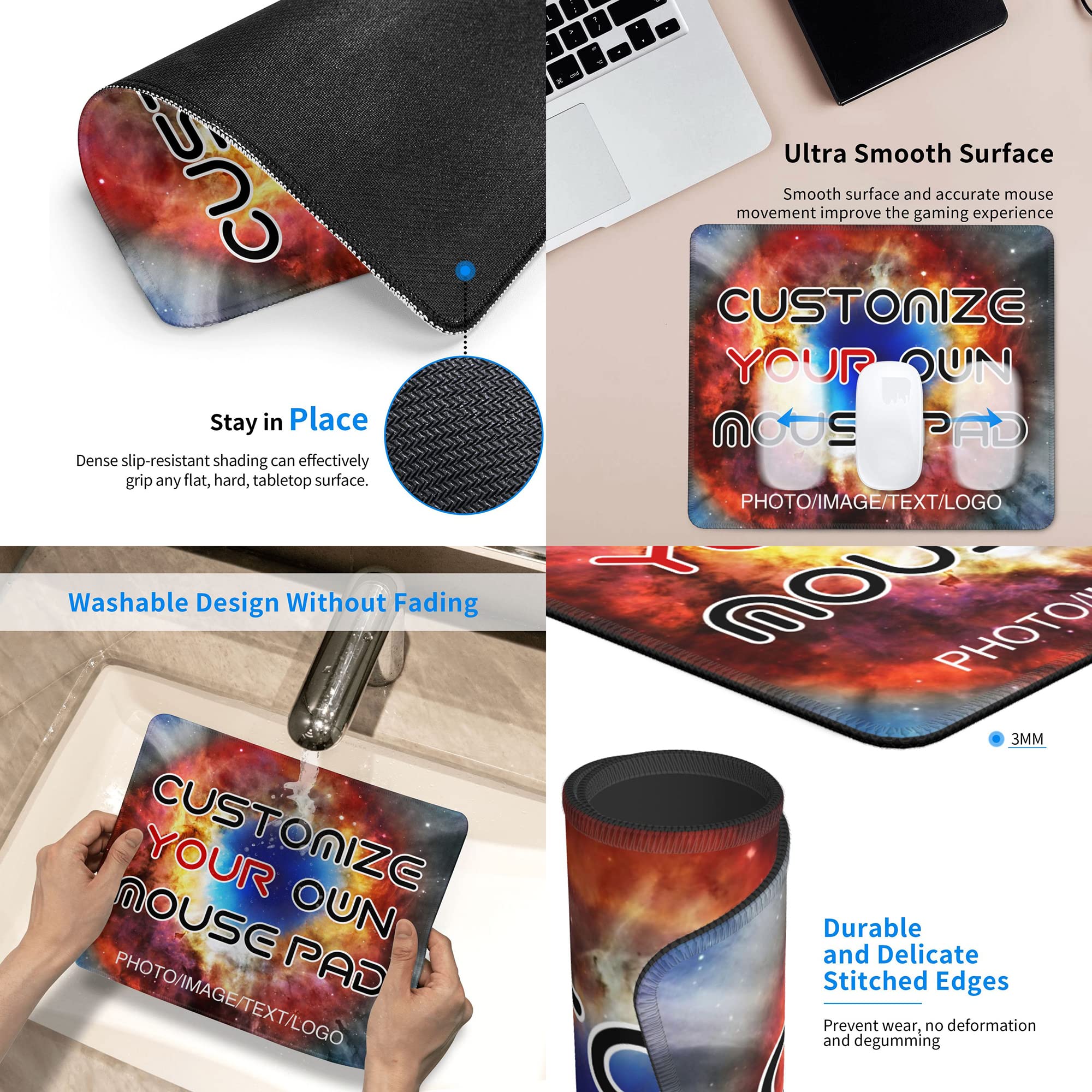 Custom Gaming Mouse Pad - Personalized with Picture, Text & Logo | Non-Slip Rubber Base | Perfect Gift for Gamers & Office Use | Ideal for PC, Laptop & Gaming Setup