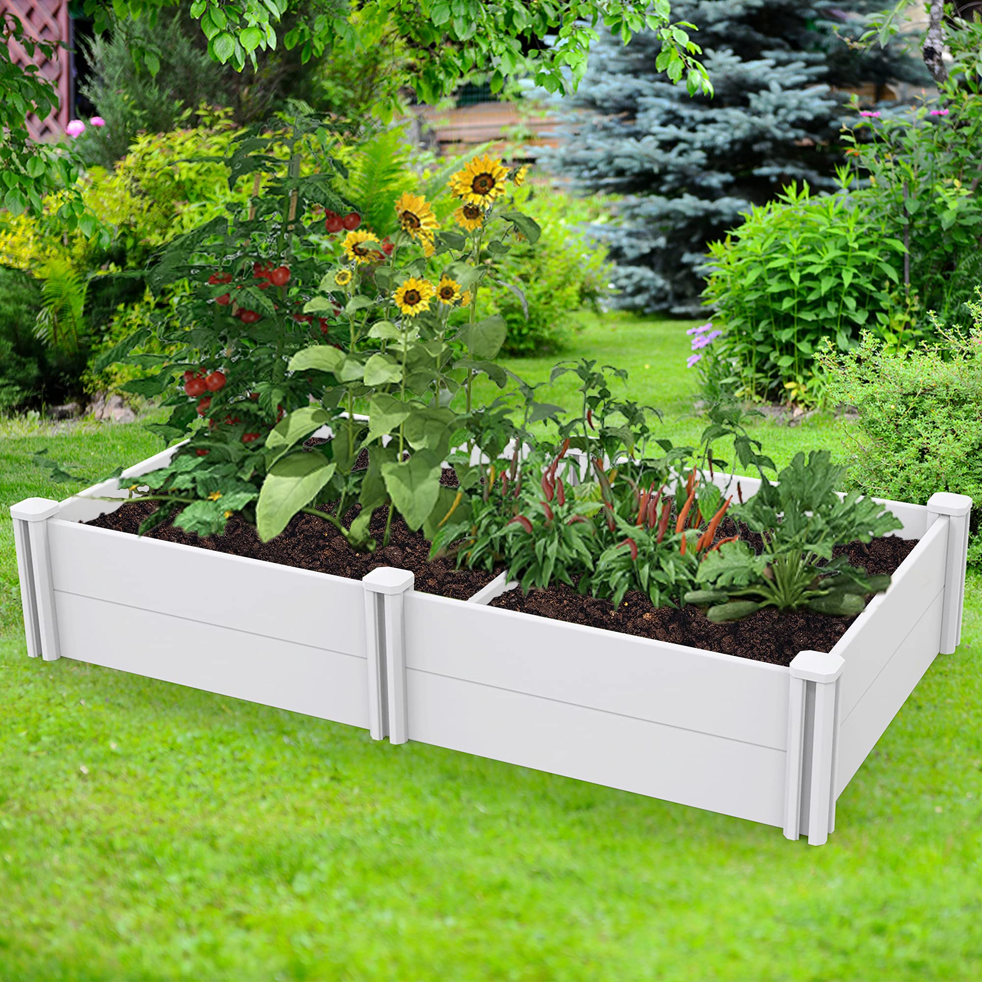 6' x 3' Vinyl Raised Garden Bed - Screwless Planter Box for Outdoor Gardening, Whelping Pen, Vegetables & Flowers - Perfect for Backyards, Patios & Pet Areas