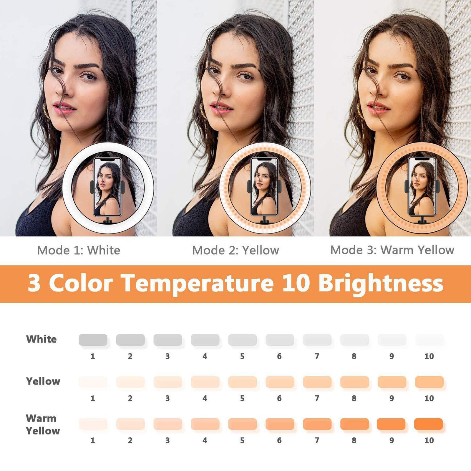 10-inch Ring Light with 50-inch Extendable Tripod Stand - Professional Circle Lighting Kit with Adjustable Phone Holder for Live Streaming, Makeup Tutorials & YouTube Videos - Compatible with iPhone & Android Devices - Perfect for Home Studio, Vlogging & Content Creation