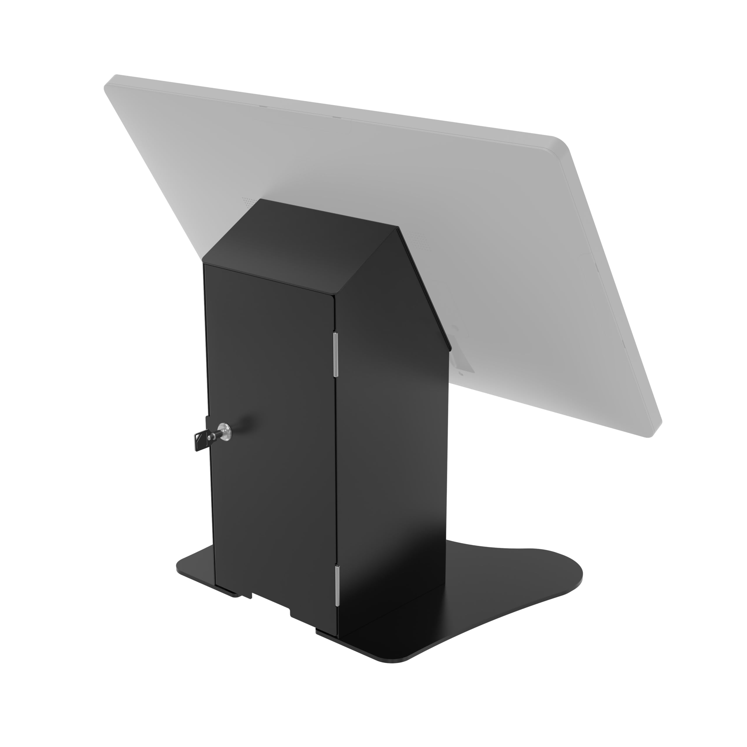 Black Tabletop VESA Mount with Printer Shelf - CTA VESA Compatible Monitor Stand for Retail POS, Ordering Screens & Office Desks - Space-Saving Dual-Purpose Design (ADD-PARAFPDM) - Perfect for Small Business, Restaurant Kiosks & Home Office Setups