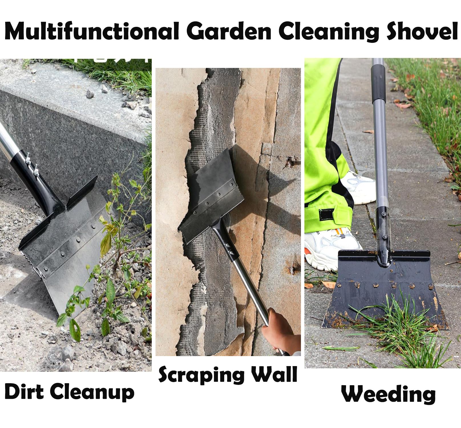 IRISFLY Heavy Duty Long Handle Garden Scraper Shovel - Multi-Purpose Cleaning Tool for Landscaping, Farm Weeding & Outdoor Camping | Durable Gardening Tool for Yard Work, Soil Removal & Camping Maintenance