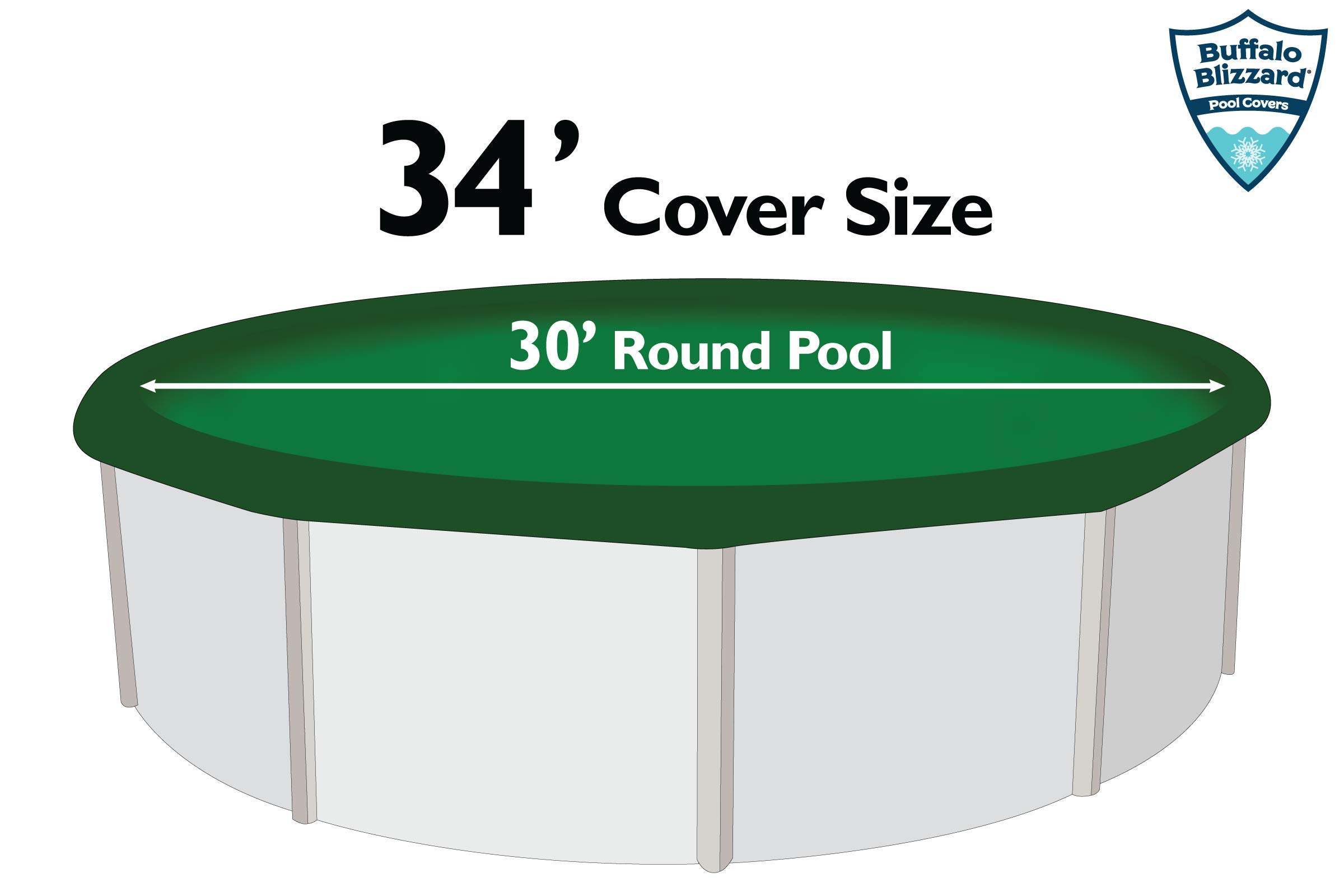 Buffalo Blizzard Ripstopper Heavy Duty Winter Pool Cover for 30-Foot Round Above Ground Swimming Pools | 4-Foot Overlap for Secure Fit | Includes Air Pillow | Perfect for Winter Protection in Snowy Climates