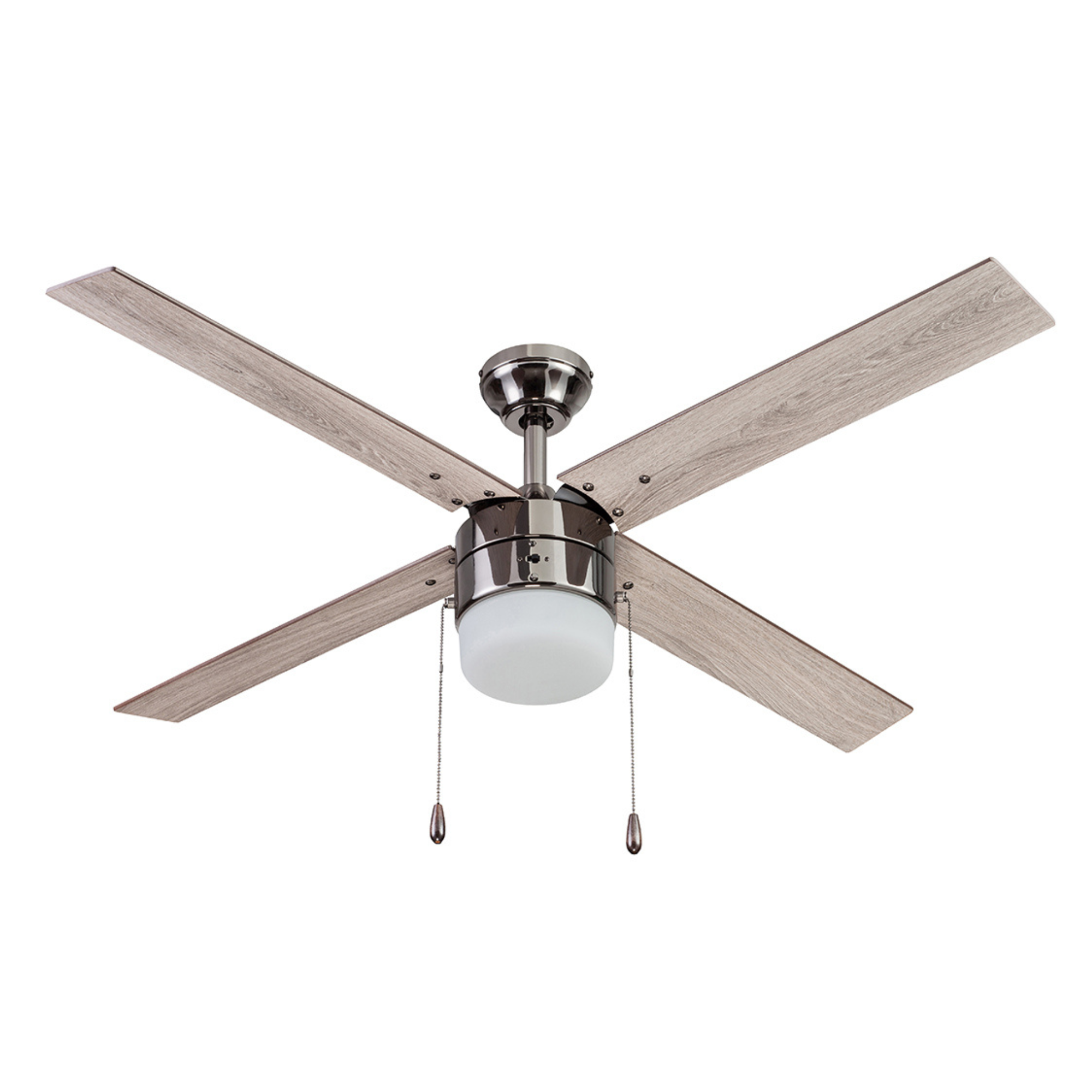 52 Inch Gun Metal Ceiling Fan with Pull Chain - Modern Industrial Style for Living Room, Bedroom, and Office Cooling