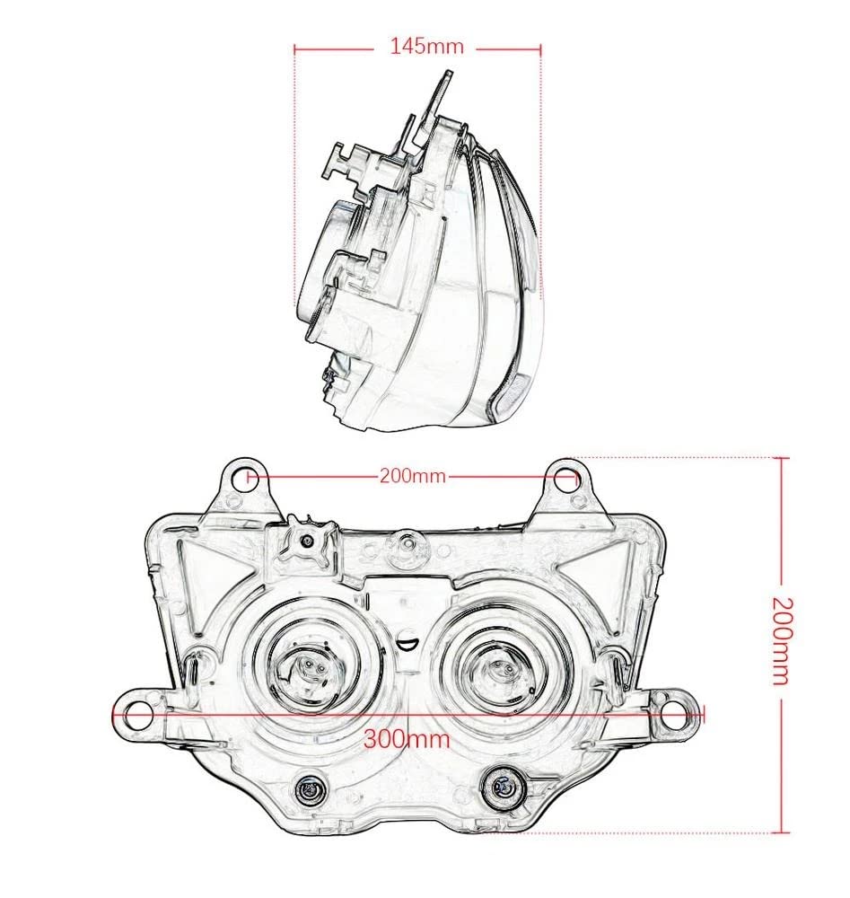 FLPRO Motorcycle Headlight Assembly for Kawasaki Ninja 250R EX250R (2008-2012) - High Visibility Clear Lens Headlamp Replacement - Perfect for Night Riding & Commuting
