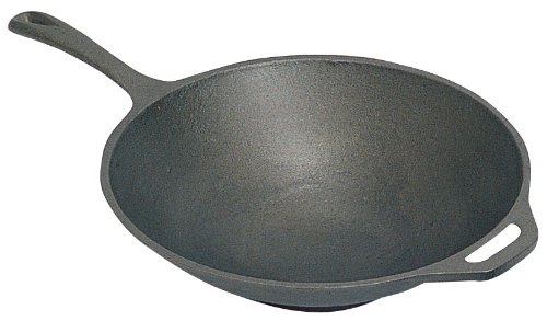Stansport 16301 Pre-Seasoned Cast Iron Wok - 14 Inch Traditional Chinese Stir Fry Pan for High Heat Cooking - Perfect for Stir-Frying, Deep Frying & Campfire Cooking