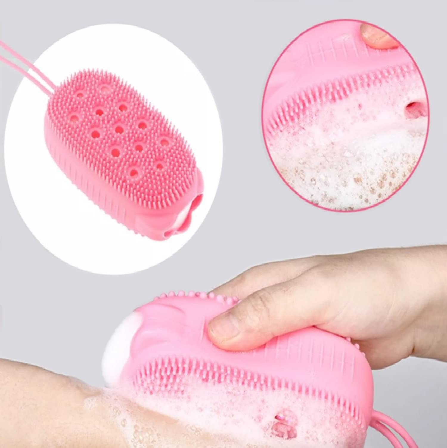 PRIVA Silicone Bubble Bath Body Brush & Back Scrubber - Quick Foaming Massage Sponge for Shower | Soft Exfoliating Skin Cleaner for Men & Women | Perfect for Relaxing Bath & Spa Days