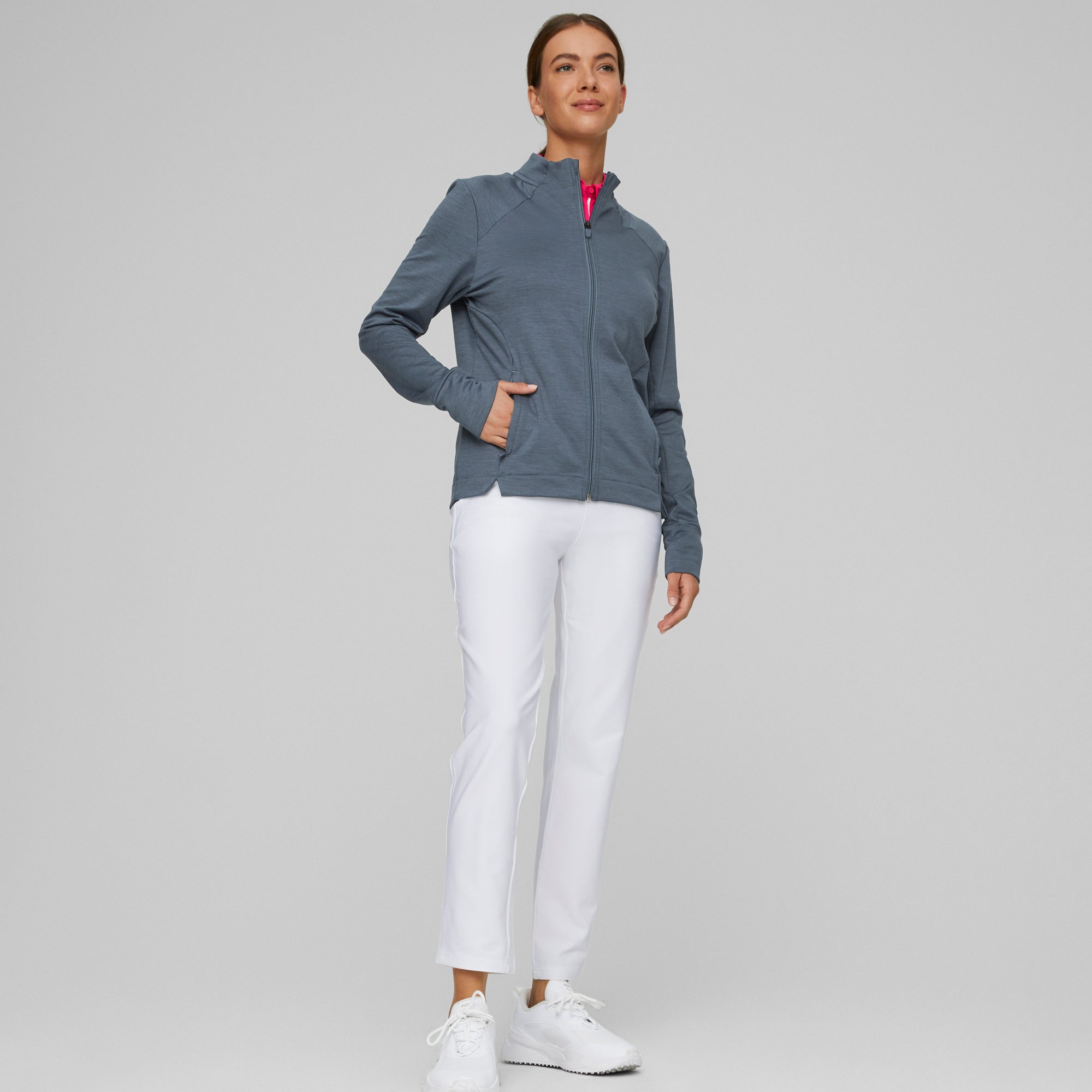 Women's CLOUDSPUN Heather Full Zip Golf Jacket - Lightweight Waterproof Windbreaker for Golfing, Running & Outdoor Activities