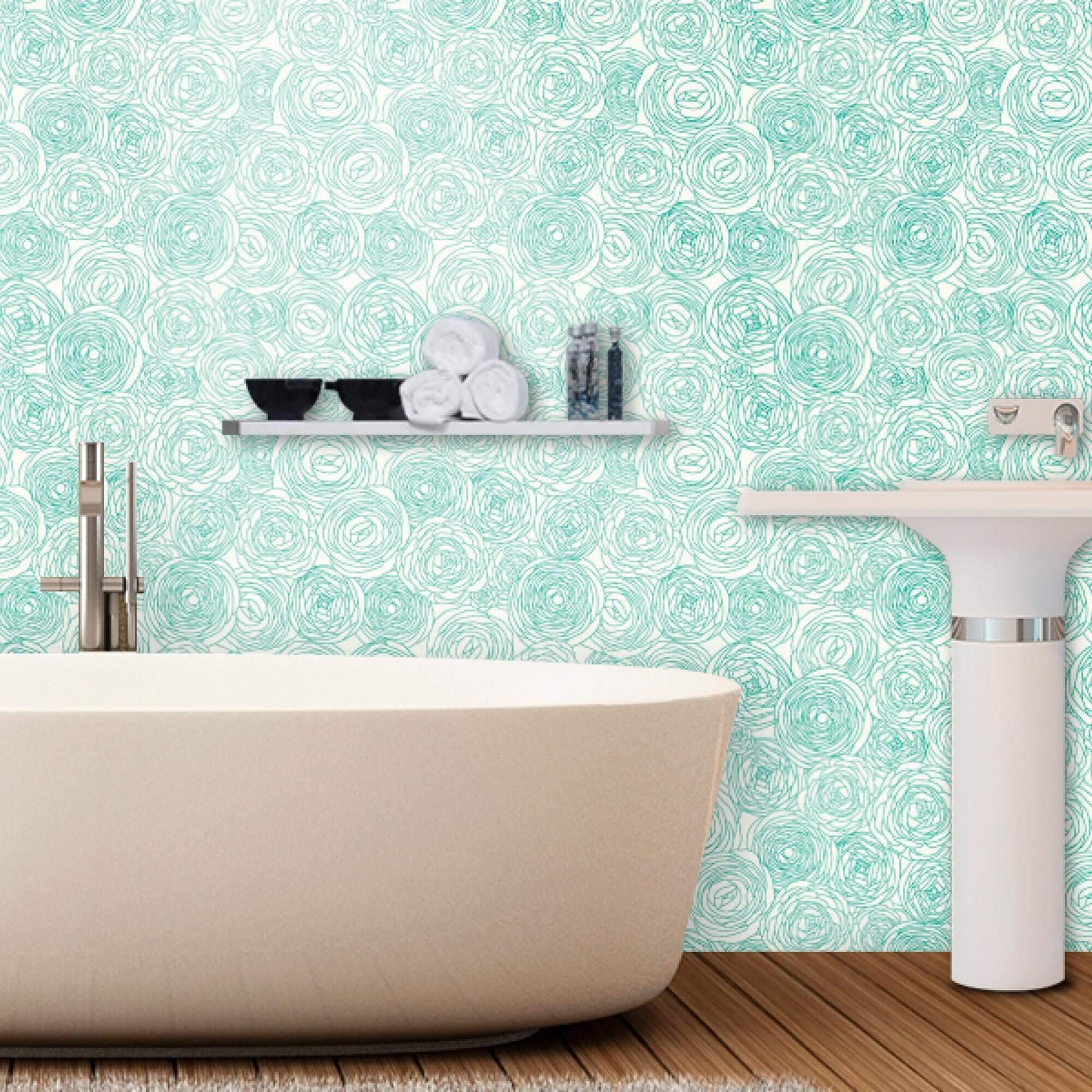 White Roses Floral Peel and Stick Removable Wallpaper - Self-Adhesive Decorative Wall Covering for Bedroom, Living Room & Nursery Decor