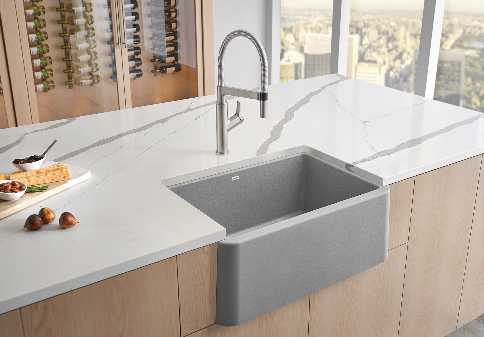 Blanco Ikon 27-Inch Apron Front Single Bowl SILGRANIT Kitchen Sink - Durable & Stylish for Modern Farmhouse & Contemporary Kitchens