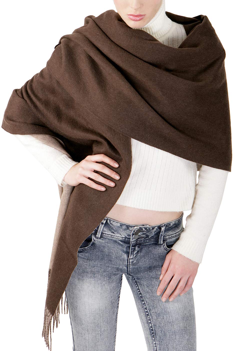 Luxury Reversible Cashmere Wrap Scarf for Women - Soft Winter Shawl & Fashionable Stole - Perfect for Office, Travel and Special Occasions