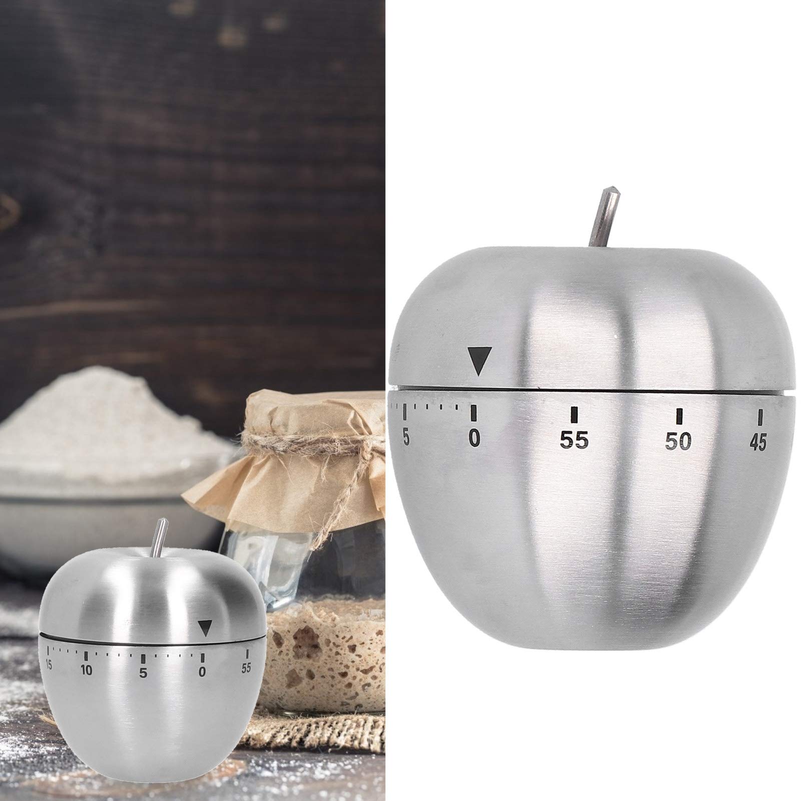 Stainless Steel Fruit Shaped Mechanical Kitchen Timer - Countdown Alarm for Cooking, Baking, Hair Coloring & More | Perfect for Home, Restaurant & Salon Use