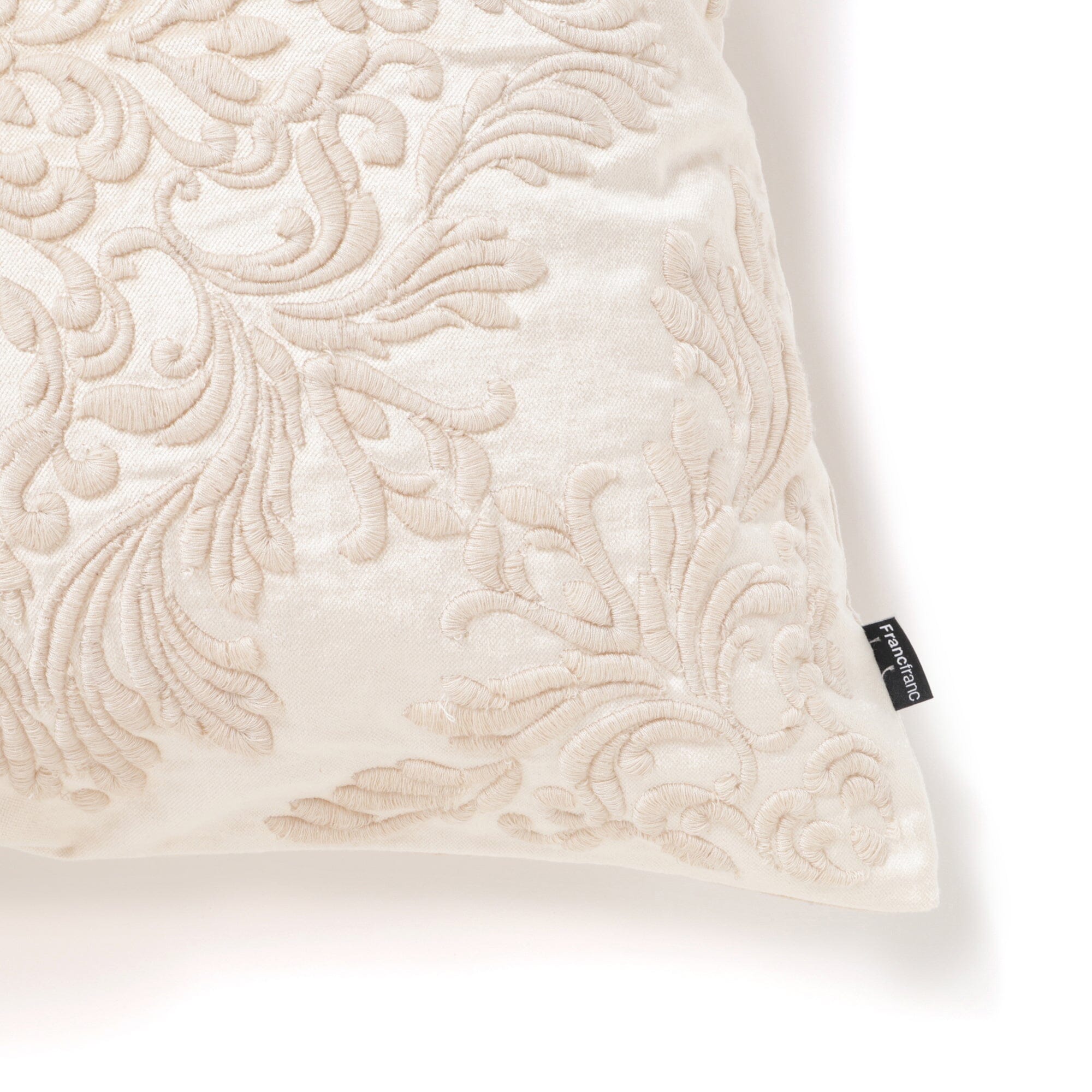 Embroidered Ornament Cushion Cover 45x45cm Beige - Elegant Home Decor for Sofa, Bed & Living Room