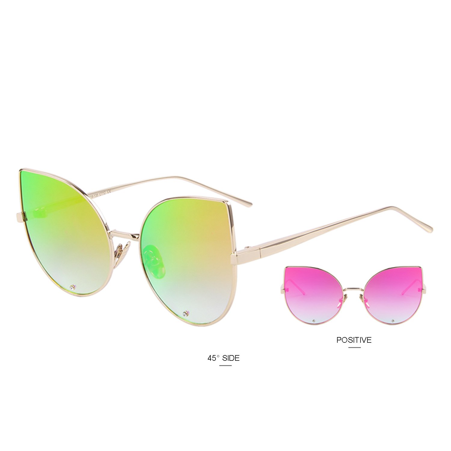 MERRY'S Women's Rose Gold Cat Eye Sunglasses with Pink Mirrored Lens S8026 - Stylish UV Protection for Beach, Driving & Outdoor Fashion
