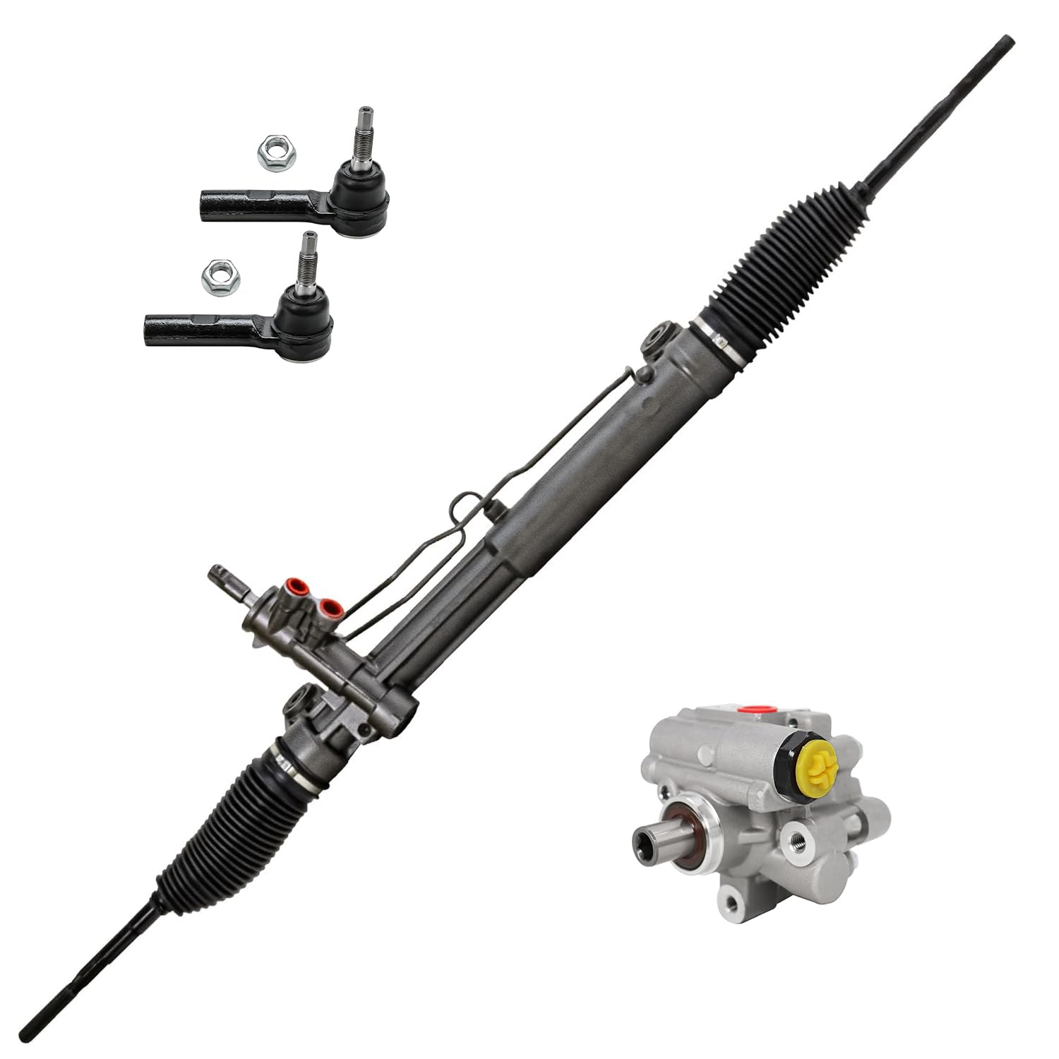 Detroit Axle RWD Power Steering Rack and Pinion Kit for 2006-2010 Chrysler 300, Dodge Charger, Magnum & 2009-2010 Challenger - Includes Power Steering Pump, Rack & Pinion, Outer Tie Rods (5.7L V8 Replacement) - Perfect for Smooth Steering & Vehicle Maintenance