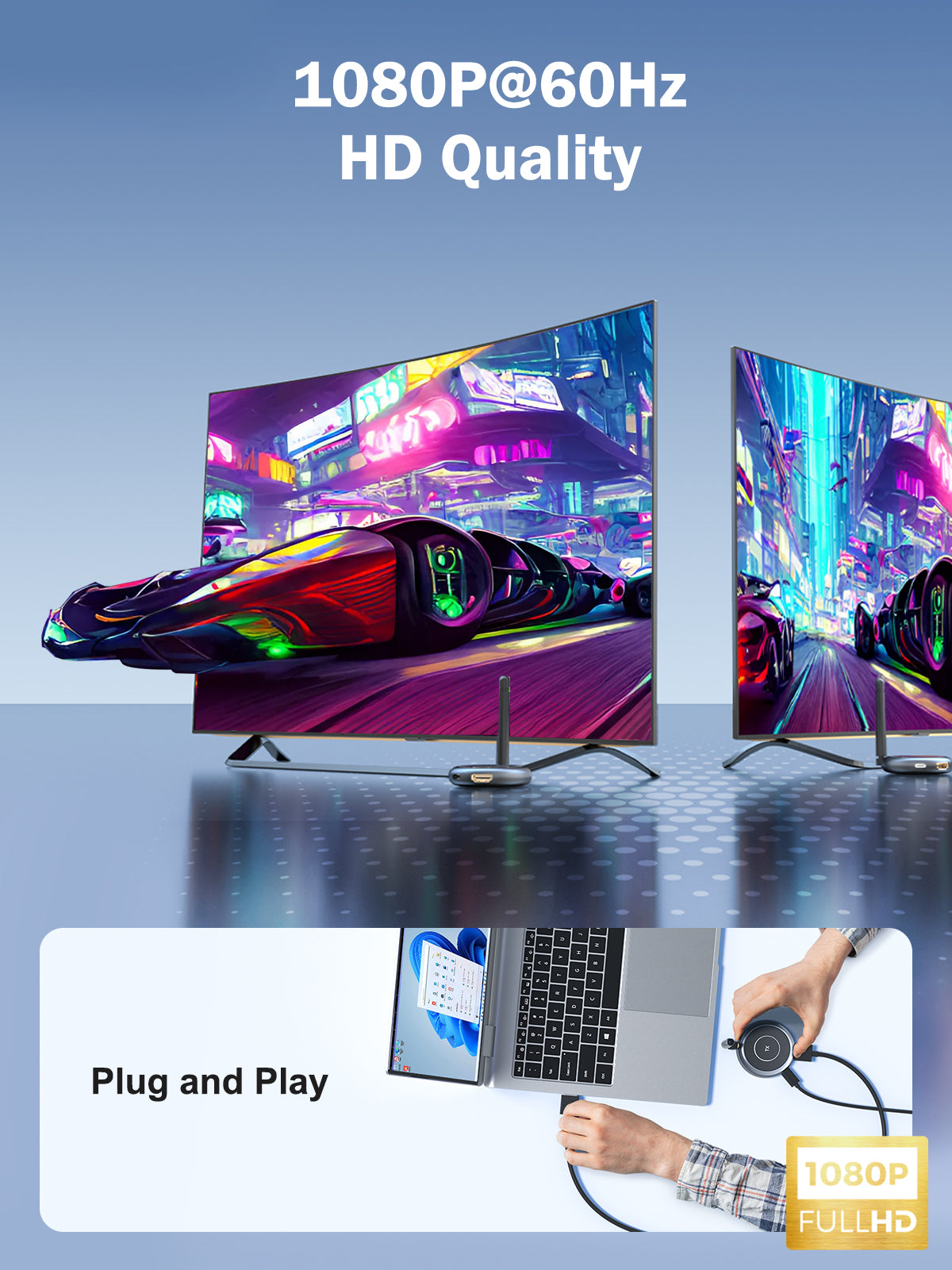 Lemorele 5G WiFi Transmitter and Receiver Kit R1Y RX - Wireless HDMI Video Streaming for Home Theater, Gaming, and Office Presentations