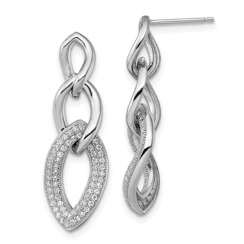 Elegant White Sterling Silver Drop & Dangle Earrings for Women - Cubic Zirconia CZ Clear 29mm - Perfect for Weddings, Parties & Special Occasions