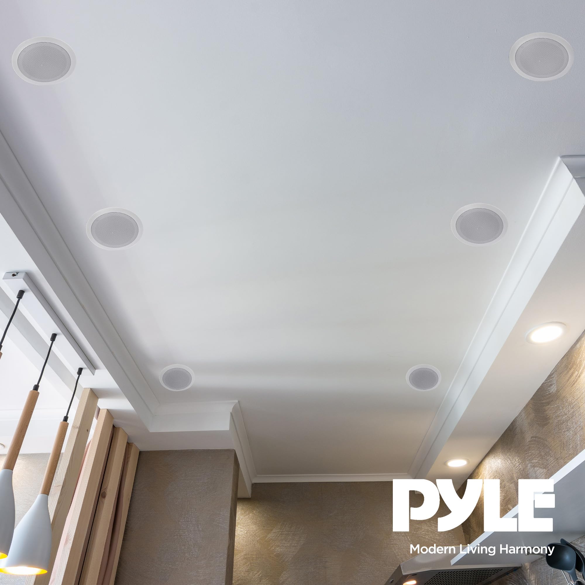 Pyle PDIC1661RD 6.5 Inch 200 Watt In-Ceiling Wall Speakers - 2 Way Flush Mount Home Indoor Speaker System Pair, White (3 Pairs) - Perfect for Home Theater, Background Music & Multi-Room Audio Systems