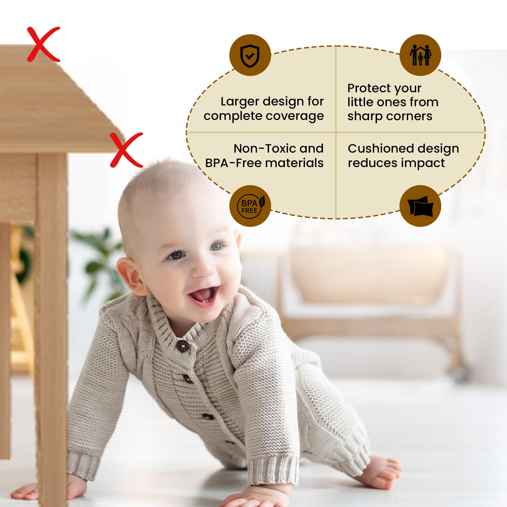 8 Pack Baby Proof Corner Guards – Extra Thick Food Grade Silicone Furniture Protectors – Child Proofing Corner Bumpers for Tables, Cabinets, and Sharp Edges – Ideal for Home and Nursery Safety