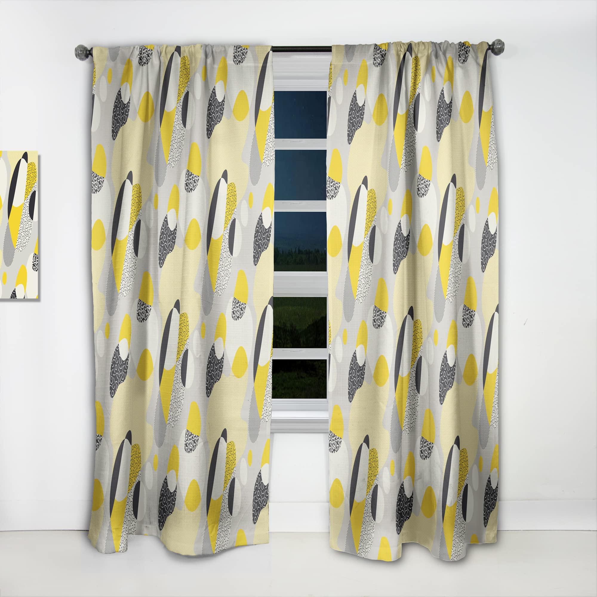DesignQ Abstract Retro Pattern Thermal Insulated Curtains - Single Panel 52x95 - Stylish Window Treatments for Bedroom & Living Room | Perfect for Home Decor, Privacy & Energy Efficiency