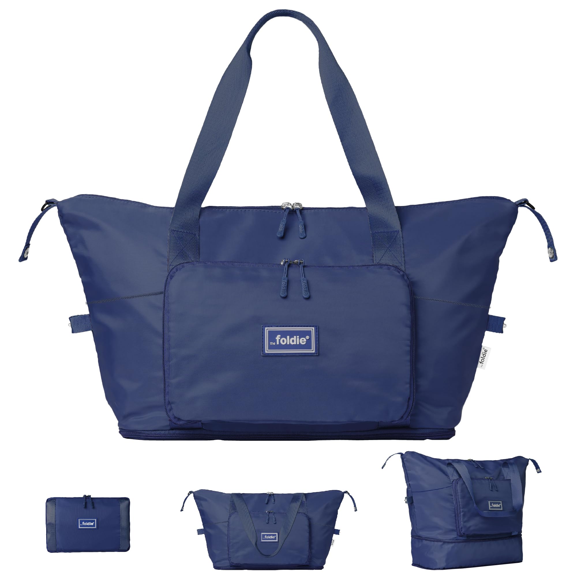 The Foldie® Foldable Travel Tote Bag for Women - Lightweight Weekender Bag with Pockets, Perfect for Gym, Beach & Airplane Travel | Carry-On Essentials & Overnight Trips