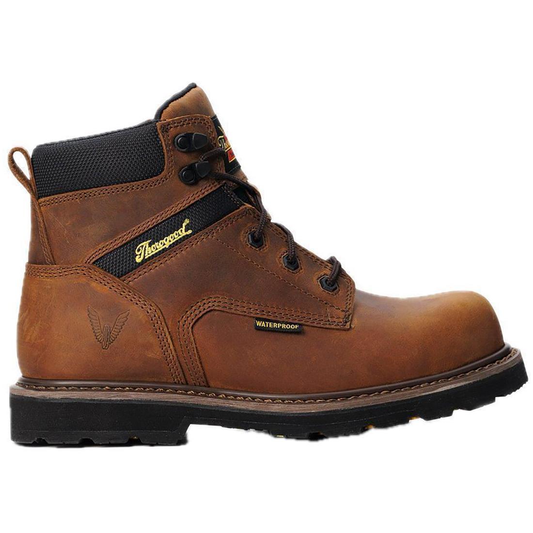Jobsite Series 6 Composite Toe Waterproof Work Boots - Crazy Horse Leather for Construction & Outdoor Safety