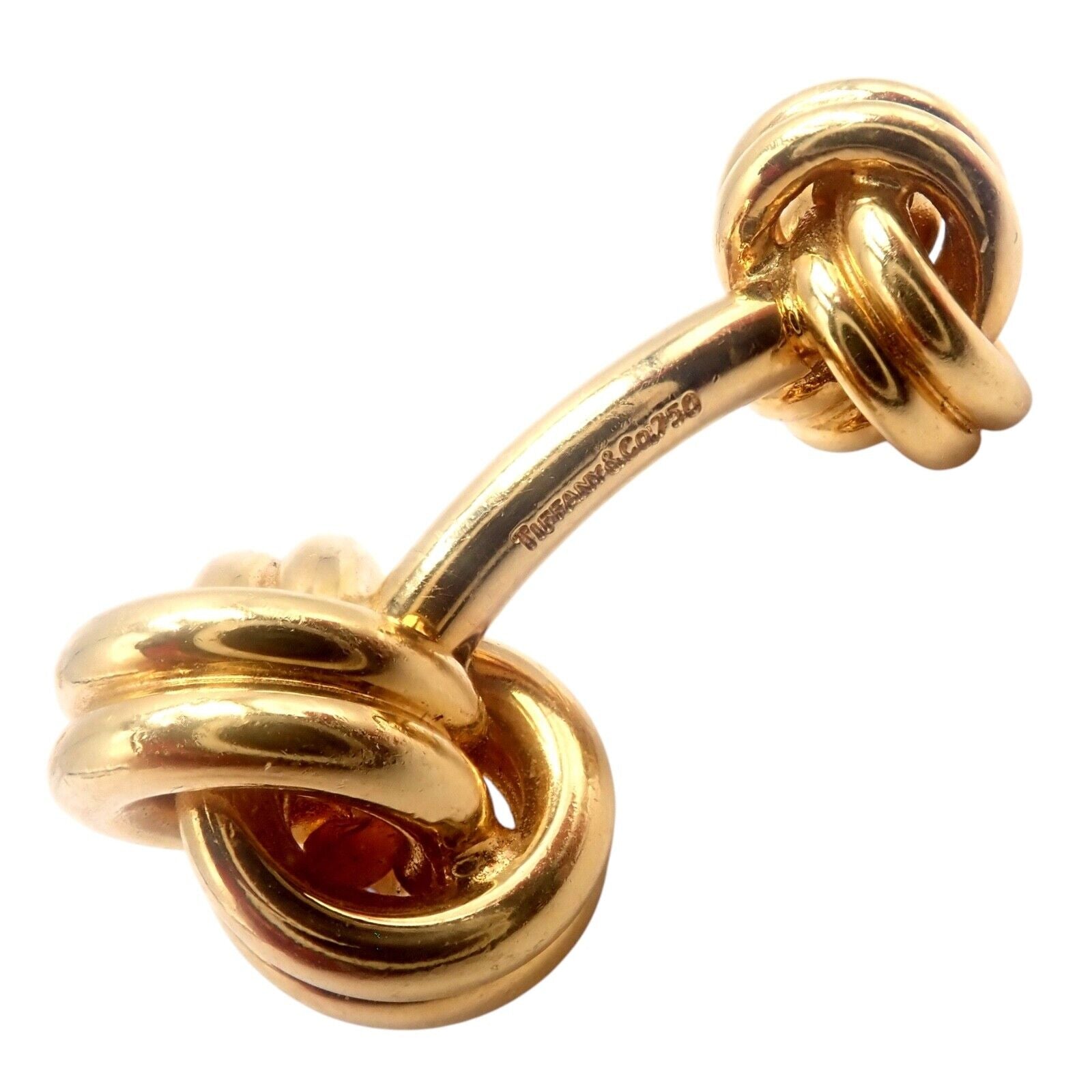 Vintage Tiffany & Co 18k Yellow Gold Classic Love Knot Cufflinks - Luxury Men's Jewelry Gift for Wedding, Anniversary & Formal Events