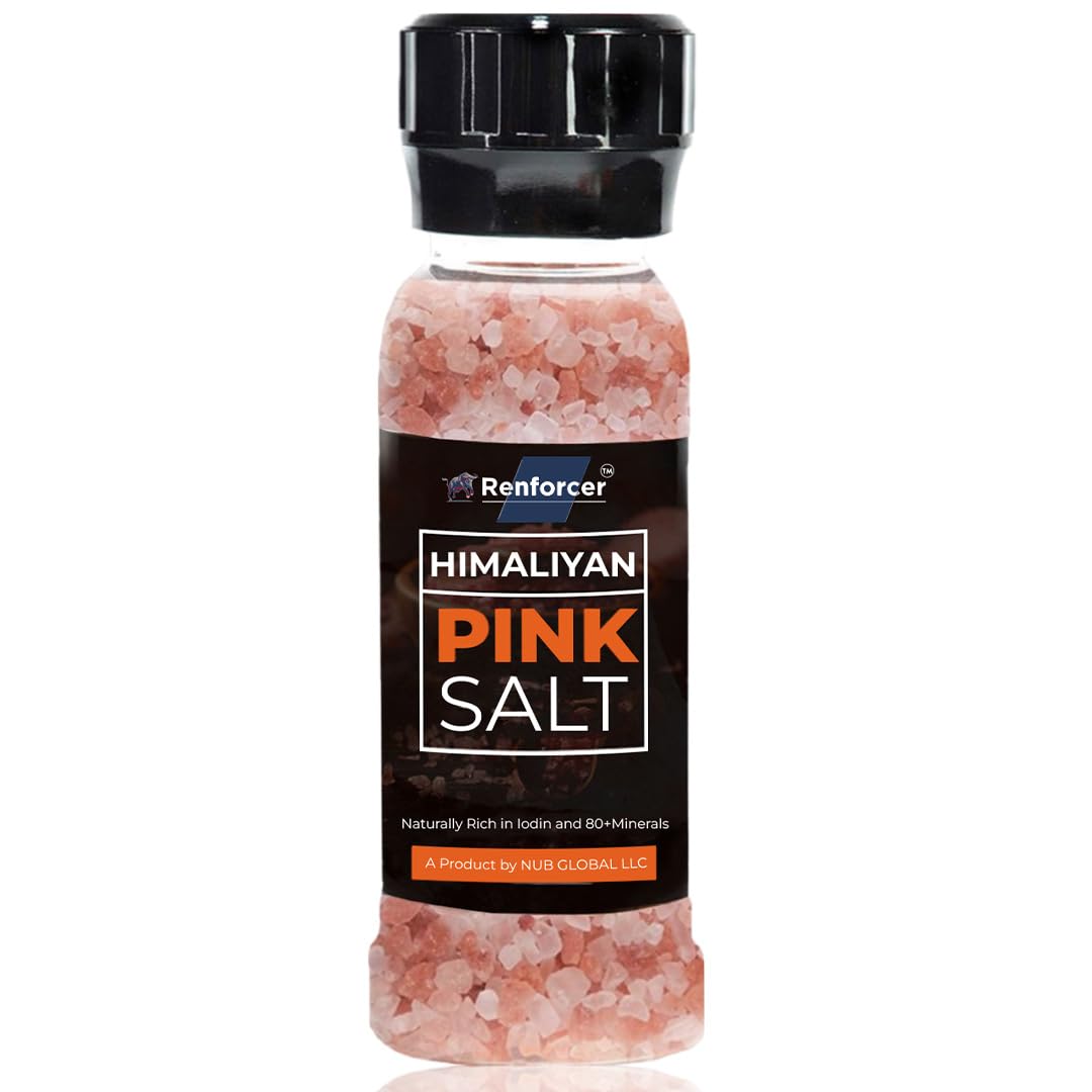 Himalayan Pink Salt Coarse Grinder - 100% Pure & Natural Unrefined Mineral Sea Salt for Cooking, Seasoning & Gourmet Recipes - Refillable Salt Grinder (9 oz) - Perfect for Steak, Salad & Home Kitchen Use