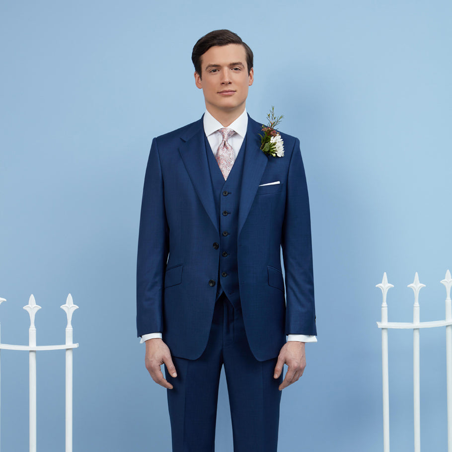 Kilburn Blue Plain Weave Suit for Men | Classic Business Formal Attire | Perfect for Office, Weddings & Special Occasions