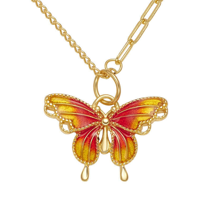 French Style Gradient Butterfly Pendant Necklace - Elegant Layering Jewelry for Women | Perfect for Date Night, Wedding, and Everyday Fashion Accessories