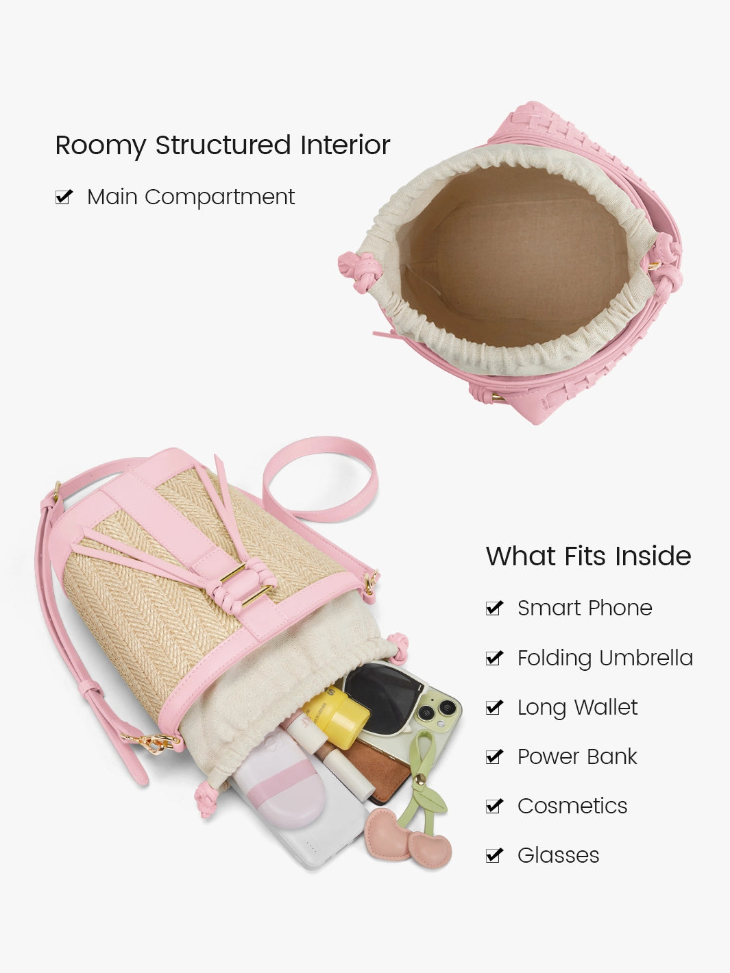 Stylish Marina Raffia Straw Bucket Bag for Women - Summer Beach Tote, Boho Chic Handbag for Travel, Shopping & Outdoor Activities