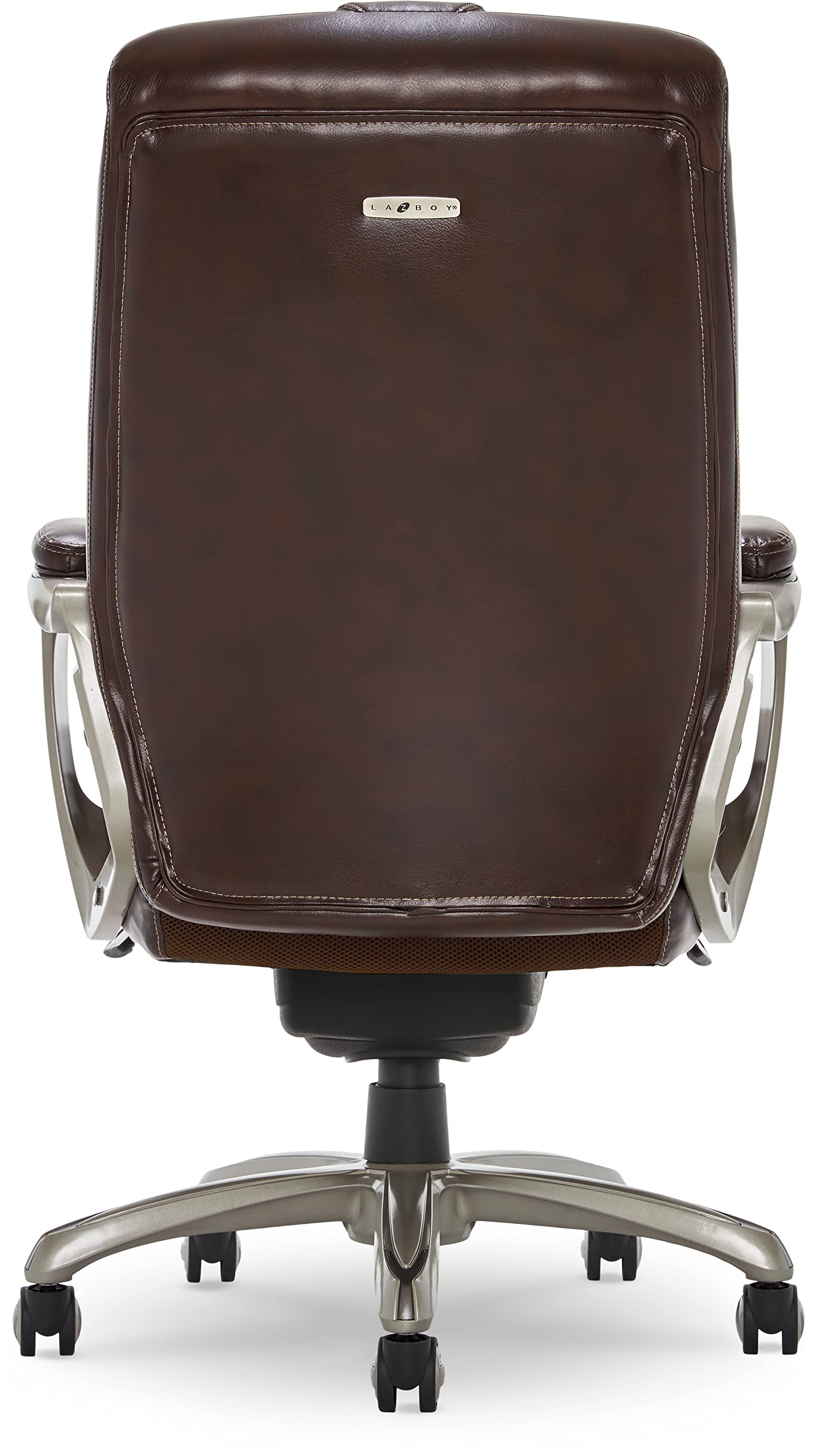 La-Z-Boy Cantania Executive Office Chair with AIR Lumbar Support & Memory Foam Cushions - Ergonomic High Back Desk Chair with Brown Bonded Leather - Perfect for Home Office, Gaming & Workspaces