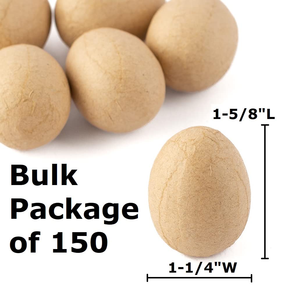 150 Unfinished DIY Paper Mache Easter Eggs - Blank Craft Eggs for Painting & Decorating - Perfect for Easter Crafts, Holiday Decorations, Kids' Art Projects & Spring DIY Home Decor