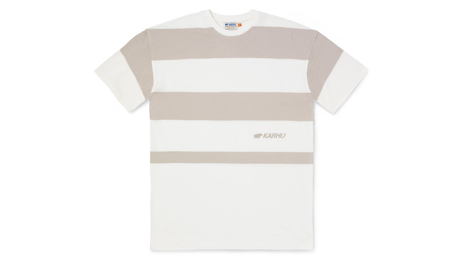 Unisex Striped Short Sleeve Sweatshirt - Lily White/Rainy Day - Casual Comfort Wear for Men & Women | Perfect for Spring Outings, Beach Cover-ups & Lounge Wear