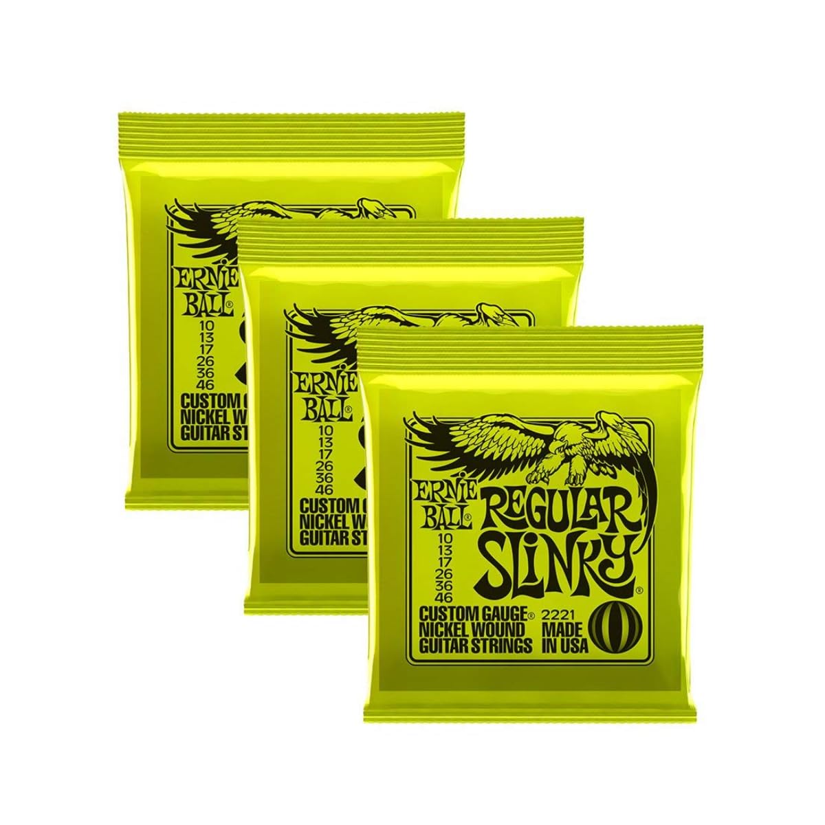 Ernie Ball 2221 Nickel Regular Slinky Electric Guitar Strings 3 Pack - Premium Nickel Wound Strings for Electric Guitars | Perfect for Rock, Blues & Studio Recording