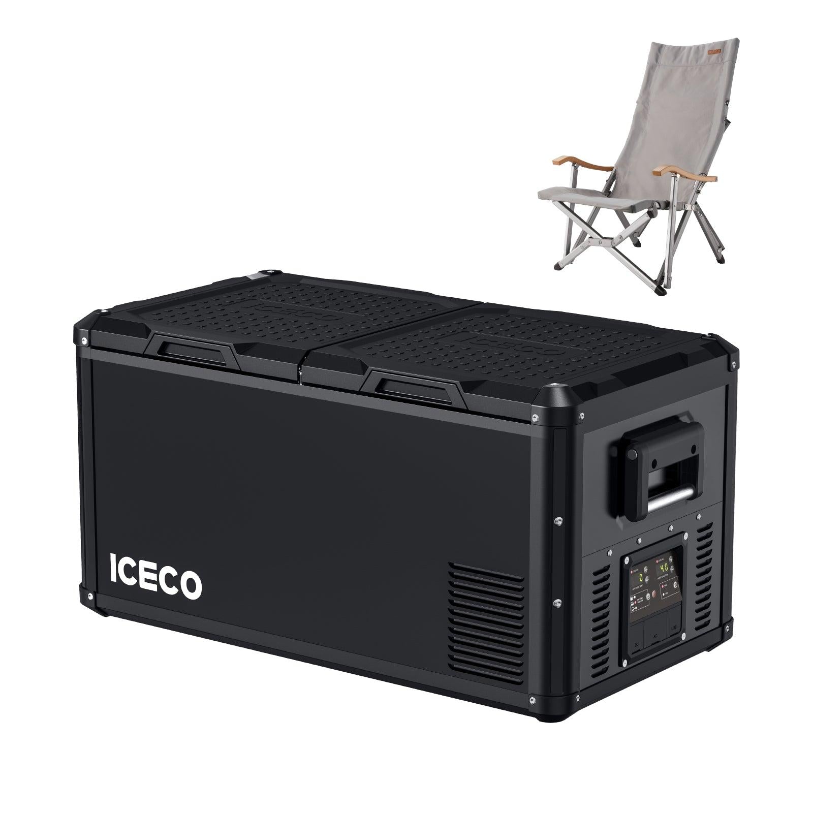 ICECO VL75ProD 79.2QT 12V Heavy Duty Portable Freezer for RV, Truck & Camping - High Performance Cooling with Durable Hi1600L High Back Chair | Perfect for Road Trips, Outdoor Adventures & Mobile Refrigeration Needs